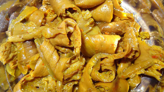 Ein Bild des indischen Gerichts Bounsa Bhaja.