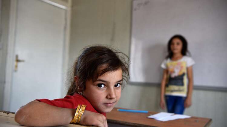 Jesidische Kinder bei Freizeitaktivitäten im Sommer organisiert durch die Welthungerhilfe in der Schule im Bersive Flüchtlingslager nahe Zakho. 