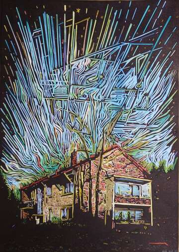 Gemälde: Acryl, Tusche und Linoldruck auf Papier von Stefan Kürten