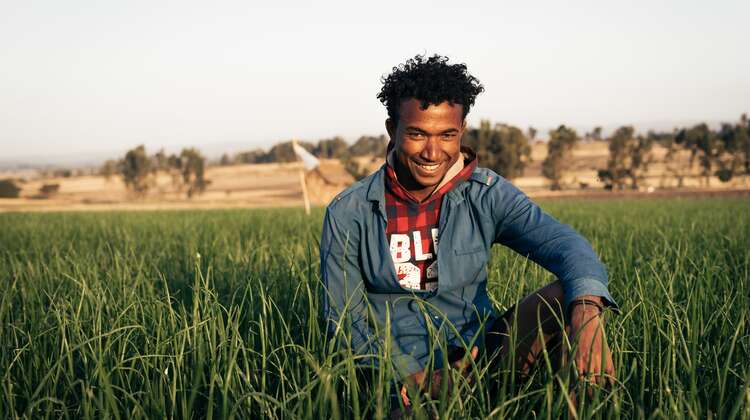 Kleinbauer auf dem Feld in Sodo, Äthiopien
