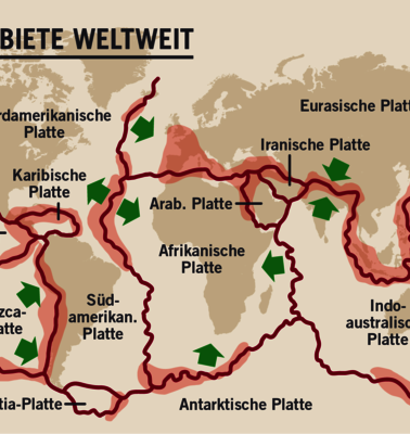 Infografik Erdbebengebiete weltweit, 2020.