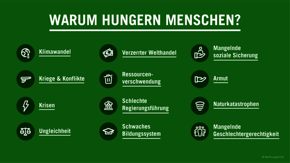 Infografik: Ursachen des Hungers - Warum Menschen hungern Welthunger Infografik: Warum hungern Menschen?