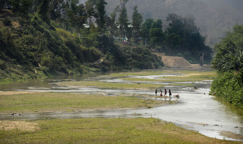 Ein überschwemmtes Gebiet in Bangladesch, Folge eines tropischen Tiefdruckgebietes.