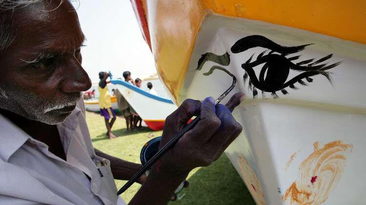 Die neuen Fischerboote werden gesegnet