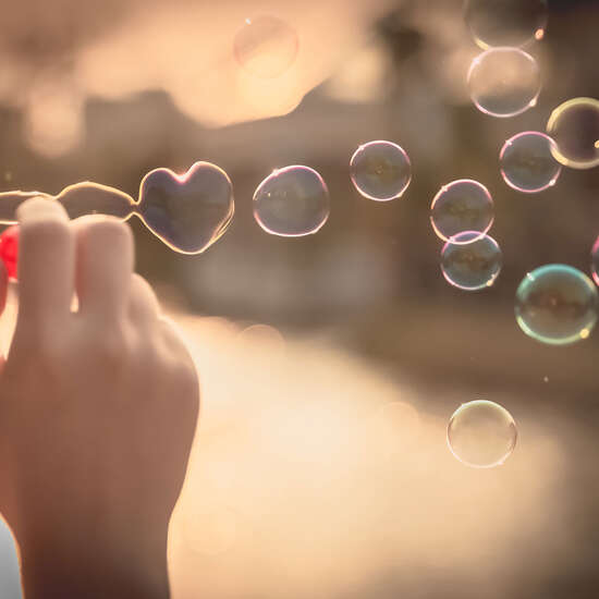 Seifenblasen in der Abendsonne