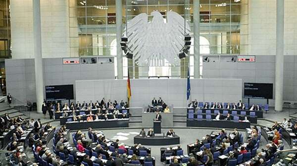 Der deutsche Bundestag. Ansicht innen.