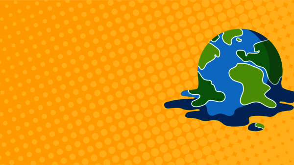 Grafik einer schmelzenden Weltkugel symbolisch für den Klimawandel.