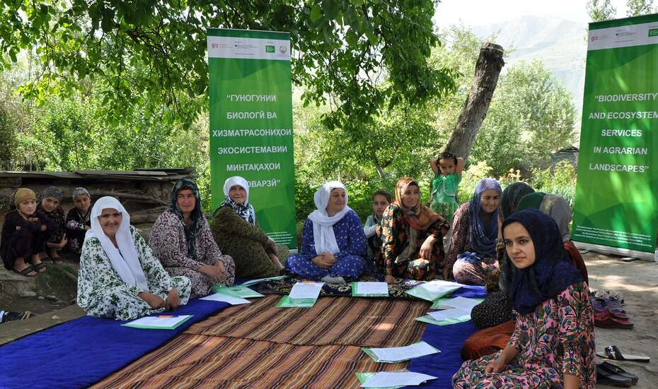 Teilnehmerinnen einer Farmer Field School in Rasht, Tadschikistan.