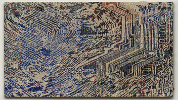 Acryl und Strukturpaste auf Jute von Jutta Haeckel: Vertices, 2019