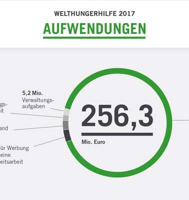 Diagramm zu den Aufwendungen der Welthungerhilfe aus dem Jahresbericht 2017.