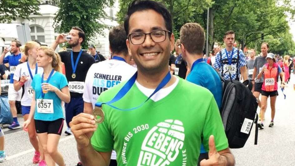 Rahul Jain nach dem Lauf