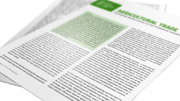 Titel page of the position paper on rural development: Agricultural trade