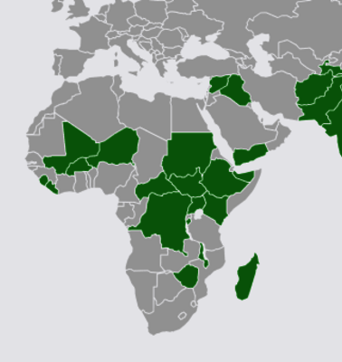 Abbild der interaktiven Länderkarte auf der Welthungerhilfe-Website. 