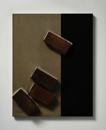 Ziegelsteine auf Leinwand, Acryl von Georg Herold: Ohne Titel, 2018