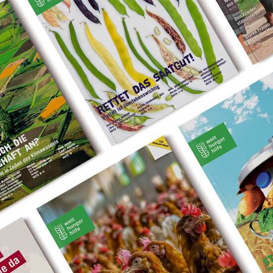 Collage der Lehrmaterialien der Welthungerhilfe.