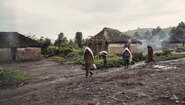 People walking on a street in North Kivu, DR Congo