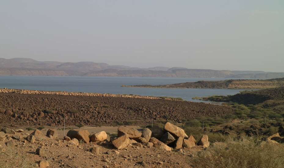 Eine überschwemmte Landschaft.