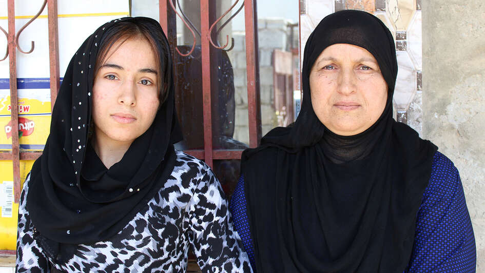 Mariam Khaled Mohammad und ihre Tochter Amira.