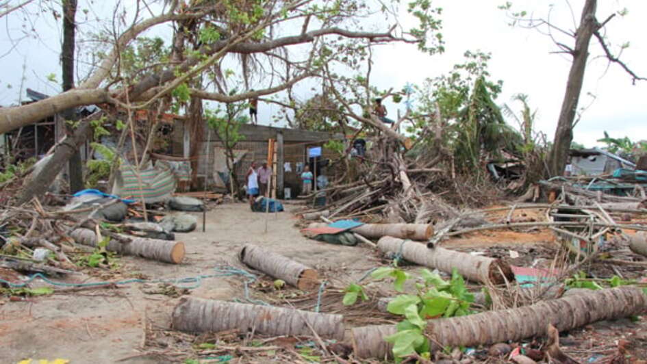 Zerstörte Häuser nach dem Taifun Hayan.