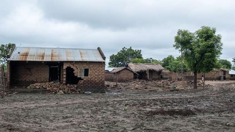 Ein zerstörtes Haus.