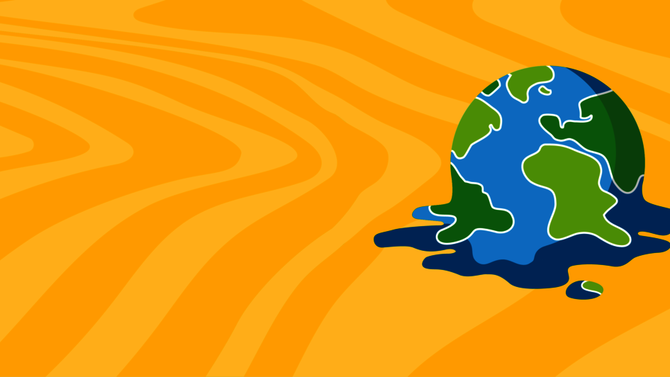 Grafik einer schmelzenden Weltkugel symbolisch für den Klimawandel.