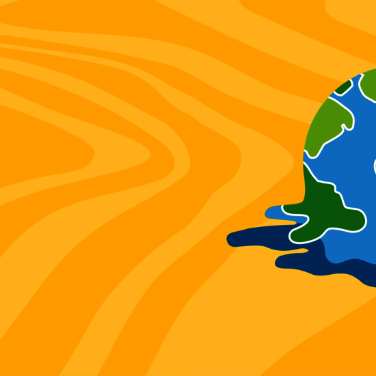 Grafik einer schmelzenden Weltkugel symbolisch für den Klimawandel.