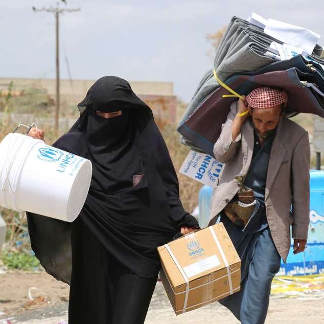 Verteilung von Hilfsgütern in Jemen.