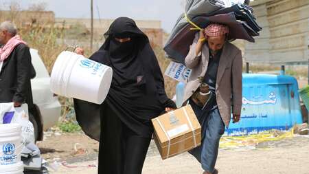 Verteilung von Hilfsgütern in Jemen.