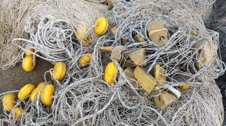 Nahaufnahme von Fischernetzen
